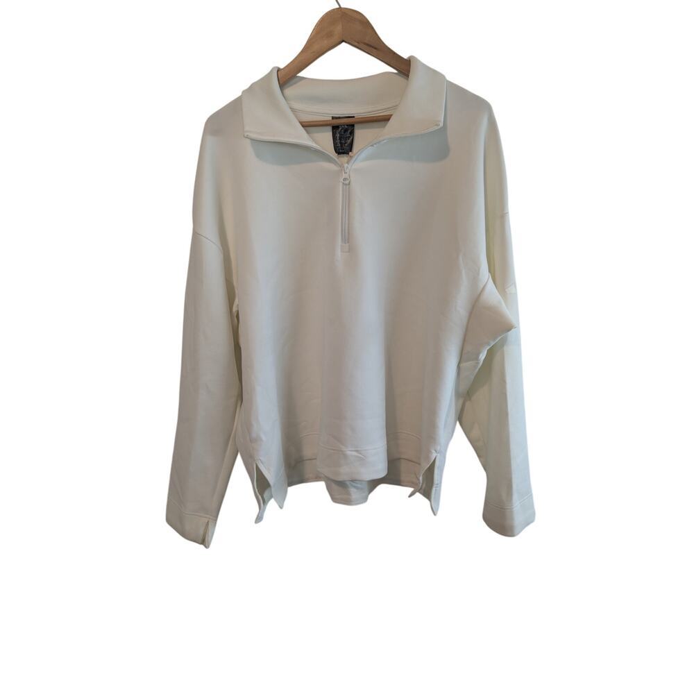 Adidas Womens All SZN Fleece Quarter Zip Pullover Sz XL White Sweatshirt NWT Gym